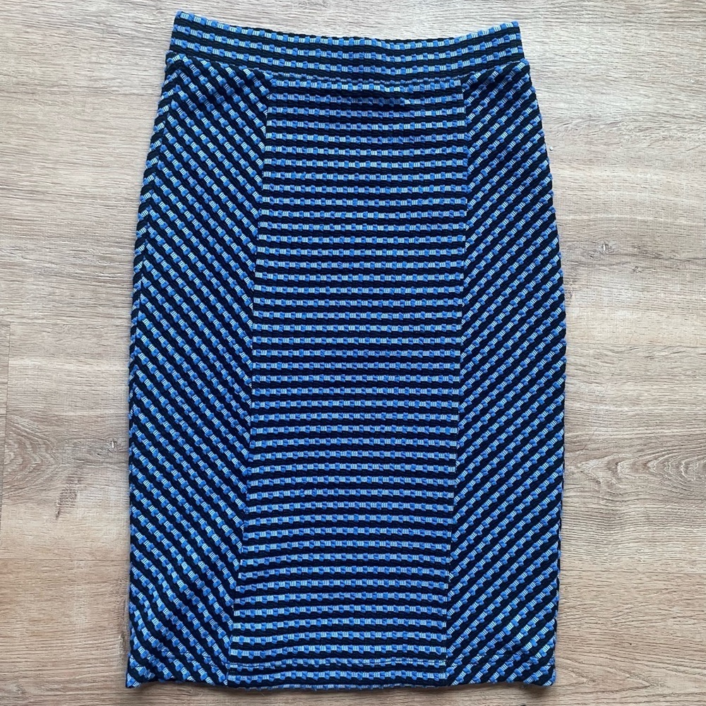 Maeve by Anthropologie Blue Black Textured Knit Pencil Skirt Size XS officesiren